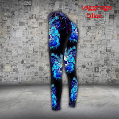 Női divat felsők Ujjatlan koponya, leopárd napraforgóból, keresztben keresztben álló lábszár és leggings szett Tank felsők és kocogó jóga