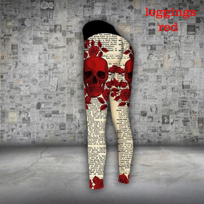 Női divat felsők Ujjatlan koponya, leopárd napraforgóból, keresztben keresztben álló lábszár és leggings szett Tank felsők és kocogó jóga