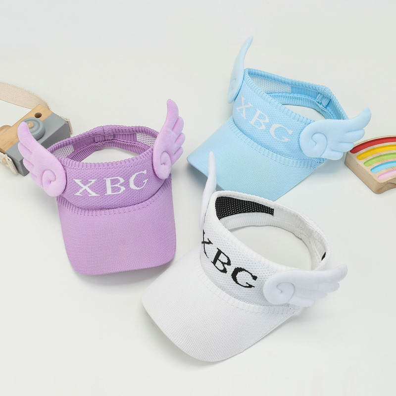 Καινούργιο 2-10 ετών Παιδικά φτερά πλέξιμο αντηλιακό καπέλο άγγελο κορίτσι καλοκαιρινό ρυθμιζόμενο καπέλο ροζ μπλε κόκκινο μέγεθος 48-56cm Καπέλο τένις Καπέλο παραλίας