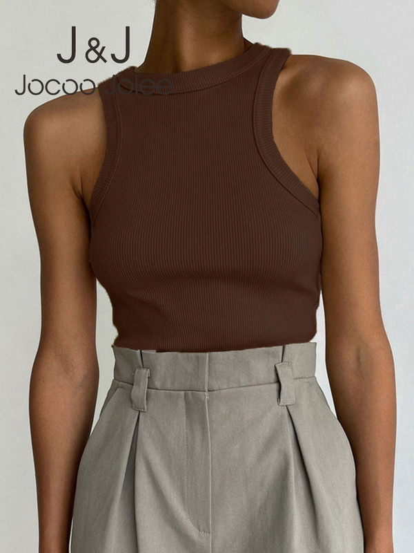 Casual Basic Αμάνικο πλεκτό γυναικείο μπλουζάκι με ραβδώσεις από μαλακό πουλόβερ βαμβακερό λαιμό 2023 Άνοιξη καλοκαίρι μονόχρωμο πουλόβερ