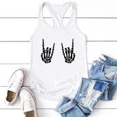 Seeyoushy Skull Ujjnyomatos mellény Nyári női divat Crewneck bő női akasztófelső Fun nyomtatott női felső felső Mujer