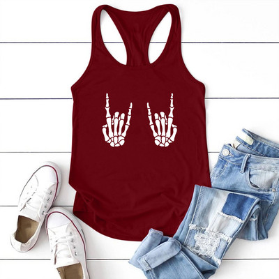 Seeyoushy Skull Ujjnyomatos mellény Nyári női divat Crewneck bő női akasztófelső Fun nyomtatott női felső felső Mujer