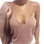 Női nyári alkalmi mellény Divat Női szexi Camisole tank felső Elegáns spagettipántos V-nyakú, ujjatlan női mellény топ женский