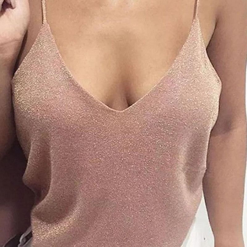 Γυναικείο καλοκαιρινό περιστασιακό γιλέκο Γυναικείο σέξι φανελάκι καμισόλε Κομψό λουράκι σπαγγέτι με V-λαιμόκοψη Αμάνικο γυναικείο γιλέκο топ женский