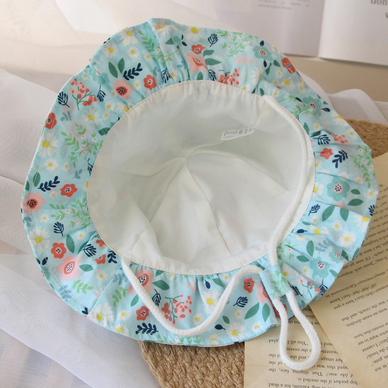 Καπέλο για μωρό άνοιξη καλοκαίρι με λουλούδια στάμπα Panama καπέλο για παιδιά Μαλακό βαμβακερό φιόγκο Παιδικό νήπιο για κορίτσια Καπέλο παραλίας 1-4Y