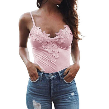 Γυναικεία μόδα σέξι αμάνικο δαντέλα συνονθύλευμα τανκ μπλούζες παραλίας Γυναικεία μπλούζα καμίζα Καλοκαιρινό τοπ Женский камзол