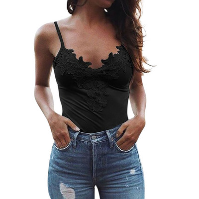 Női divat Szexi ujjatlan csipke patchwork felsők Strand viselet Blúz Női Camisole Summer Crop Top Женский камзол