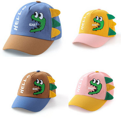 Детска шапка с анимационен динозавър, деца, момчета, момичета, бейзболна шапка, сладки уши, регулируема шапка за слънце, ежедневна шапка на 1-4 години