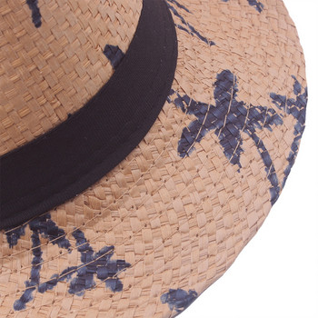 Летни плажни детски шапки Щампа с кокосово дърво Родител-дете Сламена шапка за момичета Момчета Пътуване на открито Мама Татко Детски аксесоари