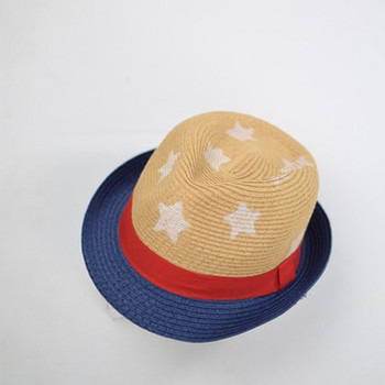 Παιδικό ψάθινο καπέλο μόδας αγόρι καπέλο ηλίου άνοιξη καλοκαίρι ψάθινο καπέλο μωρό καπέλο παραλία Pentagram Western καουμπόικο καπέλο δροσερό καπέλο γείσο F71