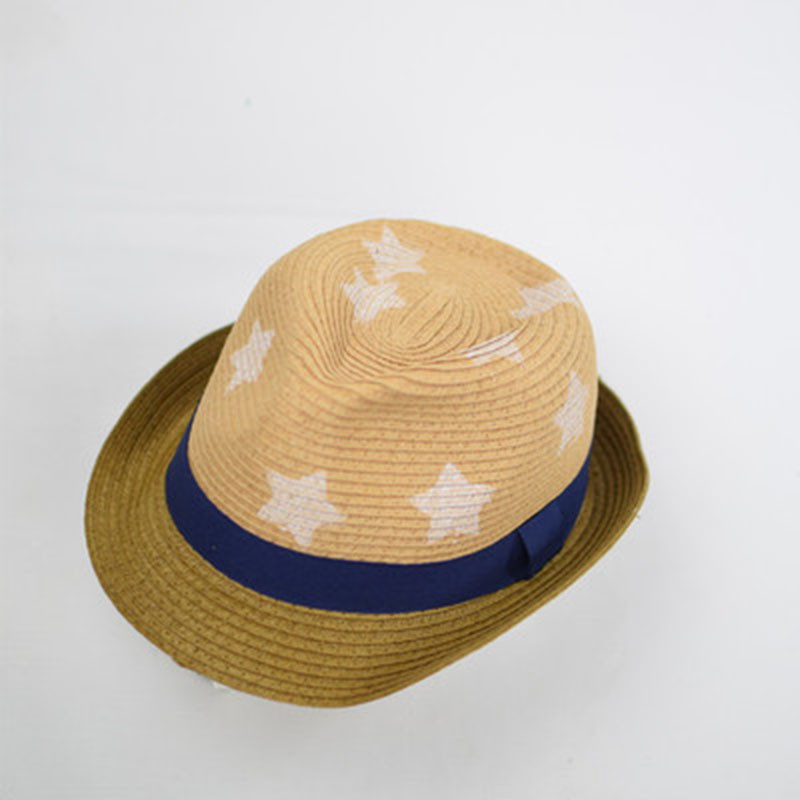 Παιδικό ψάθινο καπέλο μόδας αγόρι καπέλο ηλίου άνοιξη καλοκαίρι ψάθινο καπέλο μωρό καπέλο παραλία Pentagram Western καουμπόικο καπέλο δροσερό καπέλο γείσο F71
