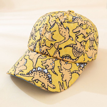 Παιδικά καπέλα του μπέιζμπολ Cartoon Dinosaur Print Baby Boys Girls Summer Summer Outdoor Ρυθμιζόμενο Παιδικό Καλοκαιρινό Καπέλο Παιδικά Καπέλα παραλίας