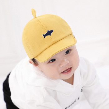 Сладка бебешка шапка с бродерия Shark, лятна мека памучна бейзболна шапка за новородено бебе за малки деца, момчета, момичета, външна козирка, шапки за слънце