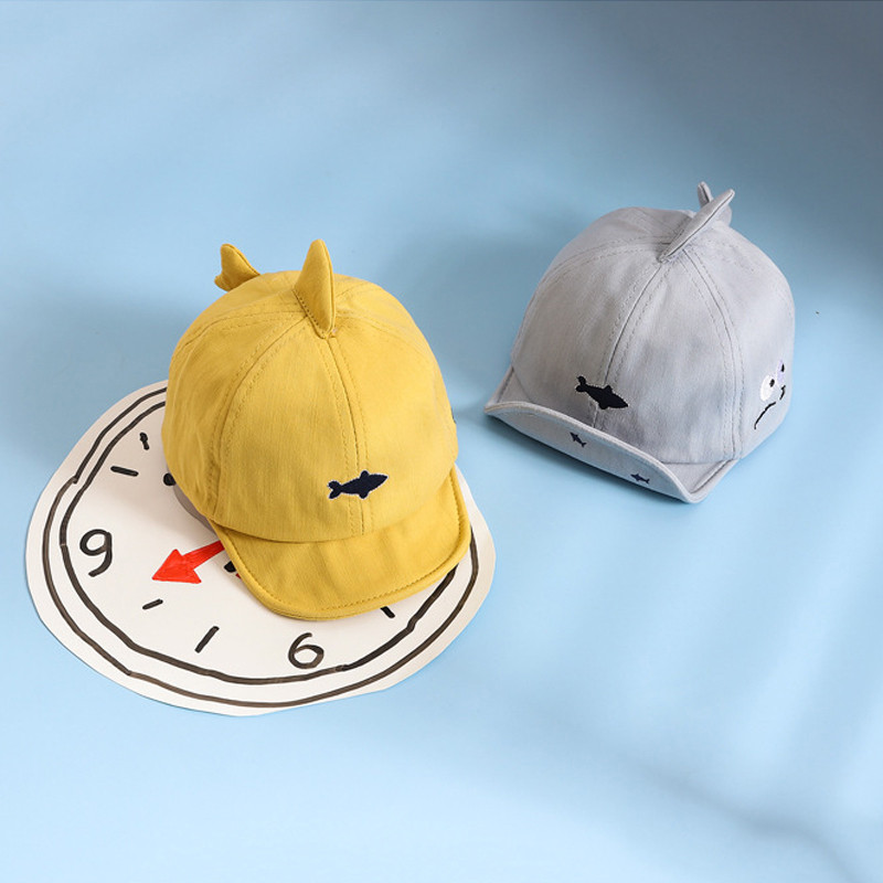Χαριτωμένο κέντημα Shark Baby Cap Καλοκαιρινό μαλακό βαμβακερό Νεογέννητο καπέλο μπέιζμπολ για νήπια αγόρια κορίτσια Καπέλα ηλίου εξωτερικού χώρου