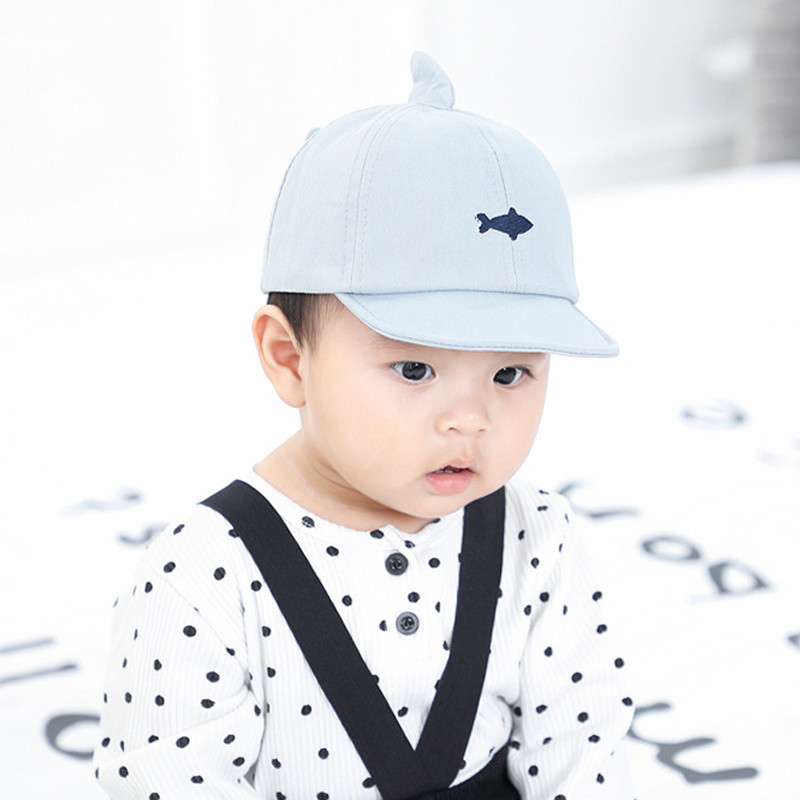 Χαριτωμένο κέντημα Shark Baby Cap Καλοκαιρινό μαλακό βαμβακερό Νεογέννητο καπέλο μπέιζμπολ για νήπια αγόρια κορίτσια Καπέλα ηλίου εξωτερικού χώρου