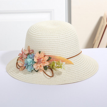 Нови летни детски сламени шапки Бебешки момичета Дишаща дантелена шапка с лък Плажна шапка за слънце Детска шапка с сенник за пътуване на принцеса