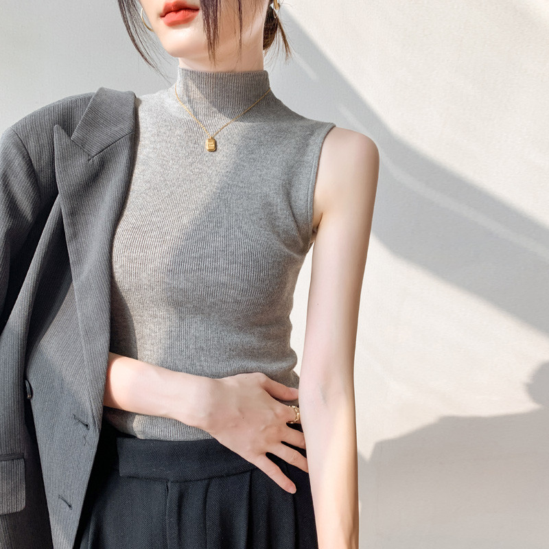 Νέο κομψό μαλακό πλεκτό γιλέκο με πάτο Πουκάμισα πουλόβερ Άνοιξη Καλοκαίρι Casual πουλόβερ Μονόχρωμα μπλουζάκια πλεκτά μπλουζάκια Basic πουκάμισα