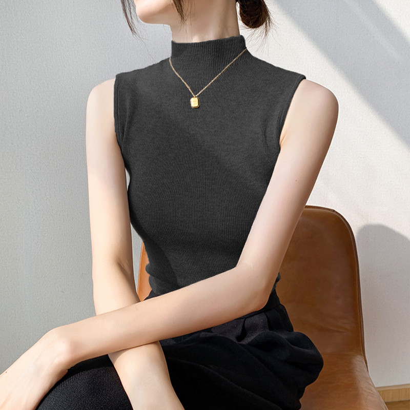Νέο κομψό μαλακό πλεκτό γιλέκο με πάτο Πουκάμισα πουλόβερ Άνοιξη Καλοκαίρι Casual πουλόβερ Μονόχρωμα μπλουζάκια πλεκτά μπλουζάκια Basic πουκάμισα