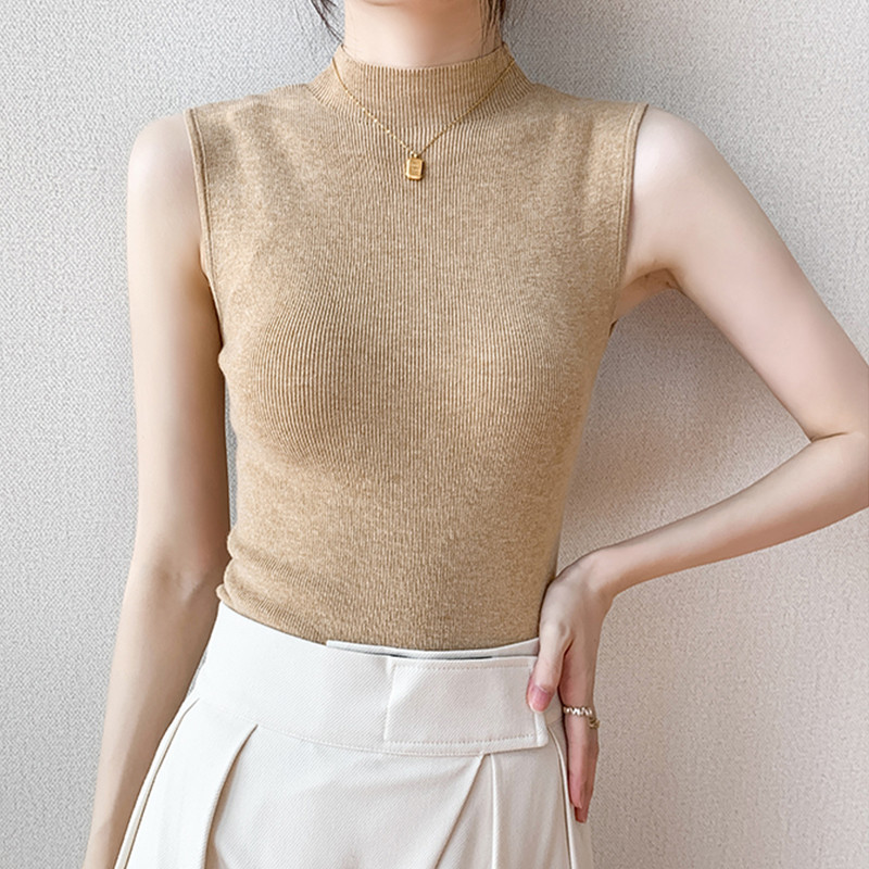 Νέο κομψό μαλακό πλεκτό γιλέκο με πάτο Πουκάμισα πουλόβερ Άνοιξη Καλοκαίρι Casual πουλόβερ Μονόχρωμα μπλουζάκια πλεκτά μπλουζάκια Basic πουκάμισα