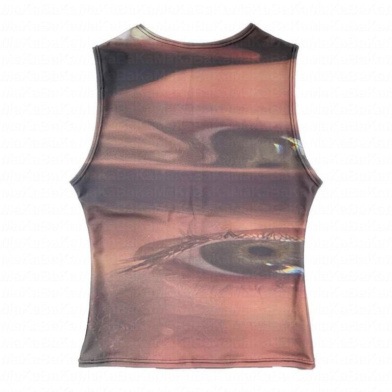 Καλοκαιρινό Crop Tops Χαριτωμένα T-Shirts Club Y2K Aesthetics Harajuku Vintage Eyes print Baby T-shirt 2000 Streetwear κοντά μανίκια