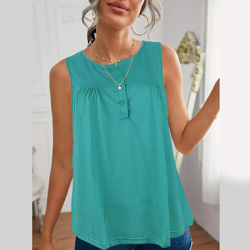 Γυναικείο φανελάκι Casual με στρογγυλή λαιμόκοψη μονόχρωμο ζεστό καλοκαιρινό γυναικείο γιλέκο Loose style Lady Tank Top