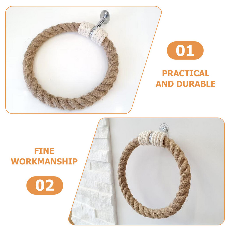 Κρεμάστρα για πετσέτες σε ρουστίκ στυλ Βάση χεριού κρεμαστό δαχτυλίδι μπάνιου στρογγυλό σχήμα Βάση δαχτυλιδιών τοίχου