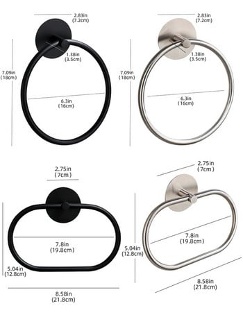 Пръстен за кърпи за баня от неръждаема стомана Самозалепващ се държач за кърпи Стенен държач за кърпи за ръце за кухня Баня