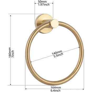 Златен държач за кърпи от неръждаема стомана Баня Монтирани на стена кръгли пръстени за кърпи Поставка за кърпи Кухненски аксесоари за съхранение