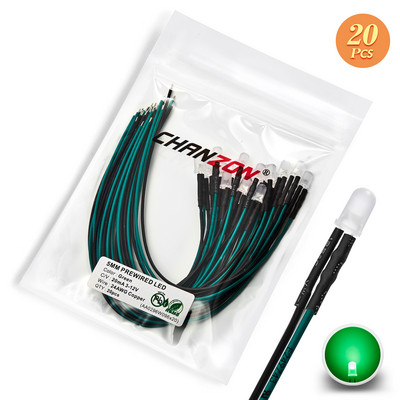 12V 5mm iš anksto prijungtas LED diodų rinkinys, skleidžiantis šviesos karoliukus šiltai baltas raudonas žalias mėlynas geltonas oranžinis UV rožinis išankstinio laidinio kabelio lempos lempučių rinkinys