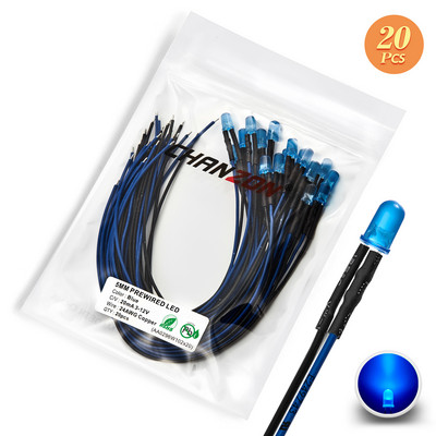 12V 5mm iš anksto prijungtas LED diodų rinkinys, skleidžiantis šviesos karoliukus šiltai baltas raudonas žalias mėlynas geltonas oranžinis UV rožinis išankstinio laidinio kabelio lempos lempučių rinkinys