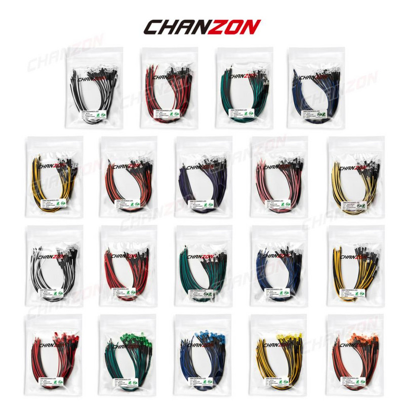 12V 5mm iš anksto prijungtas LED diodų rinkinys, skleidžiantis šviesos karoliukus šiltai baltas raudonas žalias mėlynas geltonas oranžinis UV rožinis išankstinio laidinio kabelio lempos lempučių rinkinys