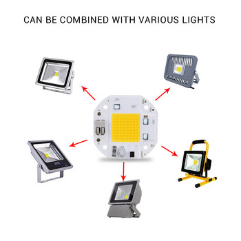 Δωρεάν συγκόλληση 100W 70W 50W COB LED Chip για Spotlight Floodlight 220V 110V Ενσωματωμένα LED Light Beads Αλουμίνιο F5454 White Warm