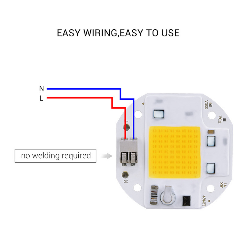 Nesuvirinamas 100 W 70 W 50 W COB LED lustas prožektoriui 220 V 110 V integruotas LED šviesos karoliukas Aliuminis F5454 Baltas Šiltas