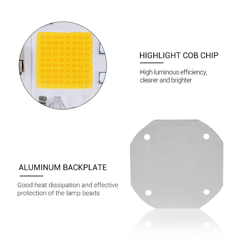 Nesuvirinamas 100 W 70 W 50 W COB LED lustas prožektoriui 220 V 110 V integruotas LED šviesos karoliukas Aliuminis F5454 Baltas Šiltas