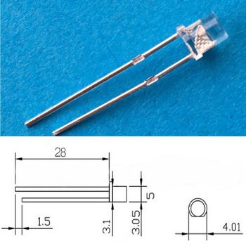 100 бр. F3 3 mm 2 пина Плосък бял, червен, жълт, син, зелен, розов диод Led широкоъгълна лампа, излъчваща светлина, ултра ярки LED крушки