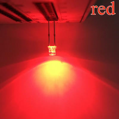 100 vnt F3 3 mm 2 kontaktų plokščia balta raudona geltona mėlyna žalia rožinė diodas plataus kampo šviesos diodų lempa itin ryškios LED lemputės