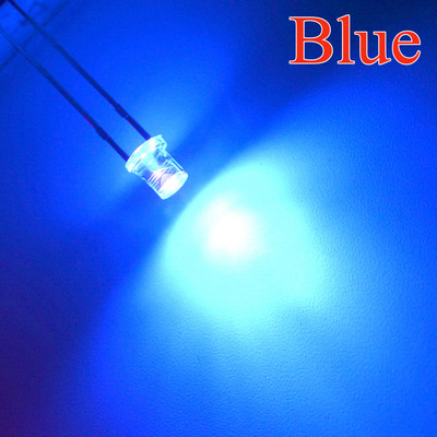 100 vnt F3 3 mm 2 kontaktų plokščia balta raudona geltona mėlyna žalia rožinė diodas plataus kampo šviesos diodų lempa itin ryškios LED lemputės