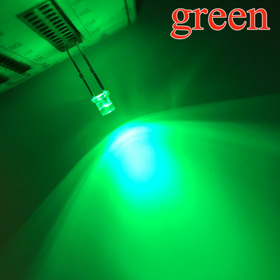 100 vnt F3 3 mm 2 kontaktų plokščia balta raudona geltona mėlyna žalia rožinė diodas plataus kampo šviesos diodų lempa itin ryškios LED lemputės