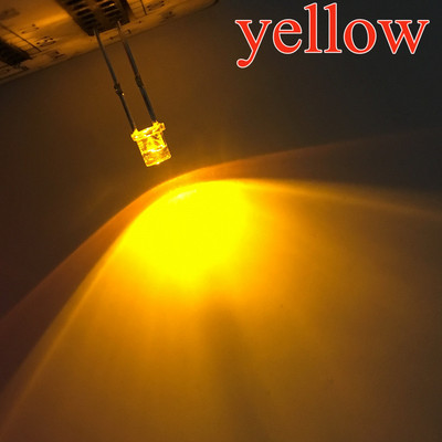 100 vnt F3 3 mm 2 kontaktų plokščia balta raudona geltona mėlyna žalia rožinė diodas plataus kampo šviesos diodų lempa itin ryškios LED lemputės