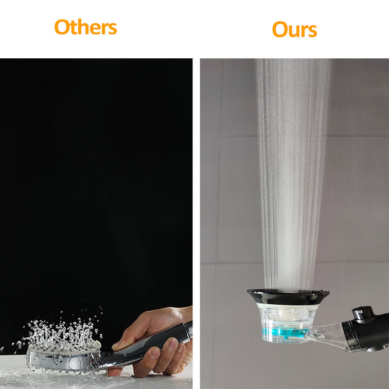 Jauna dizaina propelleris vannas istabas dušas galva augstspiediena ūdens taupīšana ar regulējamu pogu, iebūvētu filtru rokas dušas galviņa