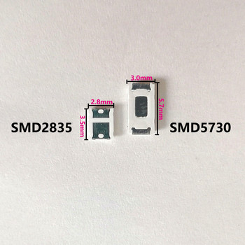 100 τεμ. 0,5 W SMD 5730 και 2835 LED COB Λαμπτήρας με τσιπ LED Ανοιχτό λευκό ή ζεστό 120LM Λαμπτήρας διόδου εκπομπής PCB επιφανειακής βάσης (3,3~3,6V)