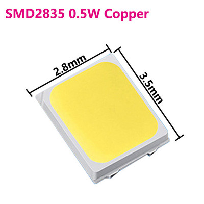 100 vnt. 0,5 W SMD 5730 ir 2835 LED COB mikroschemų lempos karoliukai šviesiai balti arba šilti 120 LM paviršinio montavimo PCB skleidžiančio diodo lempa (3,3–3,6 V)