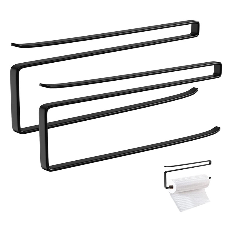 Στιβαρή θήκη για ρολό κουζίνας 2 τεμαχίων που εξοικονομεί χώρο και μοντέρνα θήκη για ρολό χαρτιού (Μαύρο, 26,5 cm)