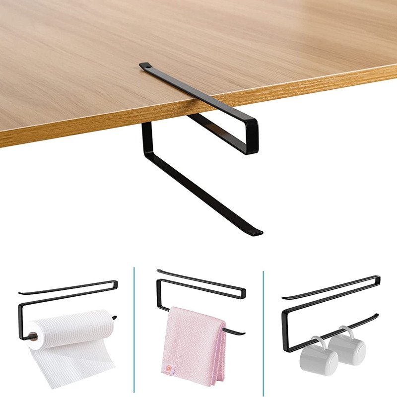 Στιβαρή θήκη για ρολό κουζίνας 2 τεμαχίων που εξοικονομεί χώρο και μοντέρνα θήκη για ρολό χαρτιού (Μαύρο, 26,5 cm)