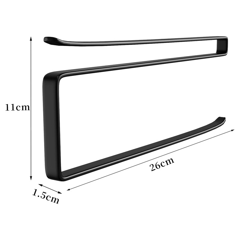 Στιβαρή θήκη για ρολό κουζίνας 2 τεμαχίων που εξοικονομεί χώρο και μοντέρνα θήκη για ρολό χαρτιού (Μαύρο, 26,5 cm)