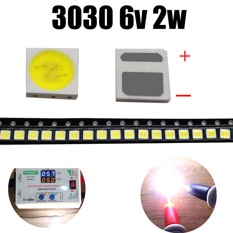 TKDMR 100/50pcs LED Backlight High Power 2W 3030 6V Current 200-250MA Cool White Temperature 15000-20000k TV Εφαρμογή