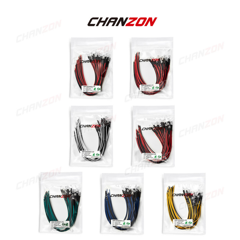 20 τεμ. 5mm 12V δίοδος LED που αναβοσβήνουν Προκαλωδιωμένα φωτεινά σφαιρίδια που αναβοσβήνουν Λευκό Κόκκινο Πράσινο Μπλε Κίτρινο RGB Γρήγορο αργό φλας DIY Pre Wire Lamp