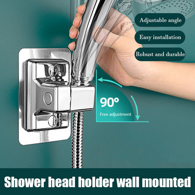 ABS zuhanyfej tartó Falra szerelhető zuhany állvány Öntapadó, állítható, forgatható kézi konzol Fürdőszoba kiegészítők