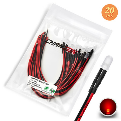 5 mm-es előre bekábelezett LED-dióda készlet 12V-os kibocsátó fénygyöngyök meleg fehér piros zöld kék kék sárga narancs UV rózsaszín elővezetékes kábeles lámpa izzó