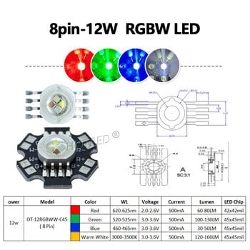 LED RGB RGBW RGBWY RGBWYV 3W 4W 5W 6W 15W 18W CREE 10W XML High Power Bead 4pin 6pin 8pin 10pin 12pin Цветни чипове Сценични светлини
